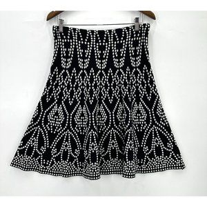 Kikit Skirt Womens Knit A-Line Pull On Geometric Pattern Black White M
